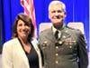State Sen. Lisa Seminara, R-Avon, left, with veteran Stephen Hunt, who was one of multiple Avon/Canton residents receiving wartime service medals at a special ceremony in Avon last week.