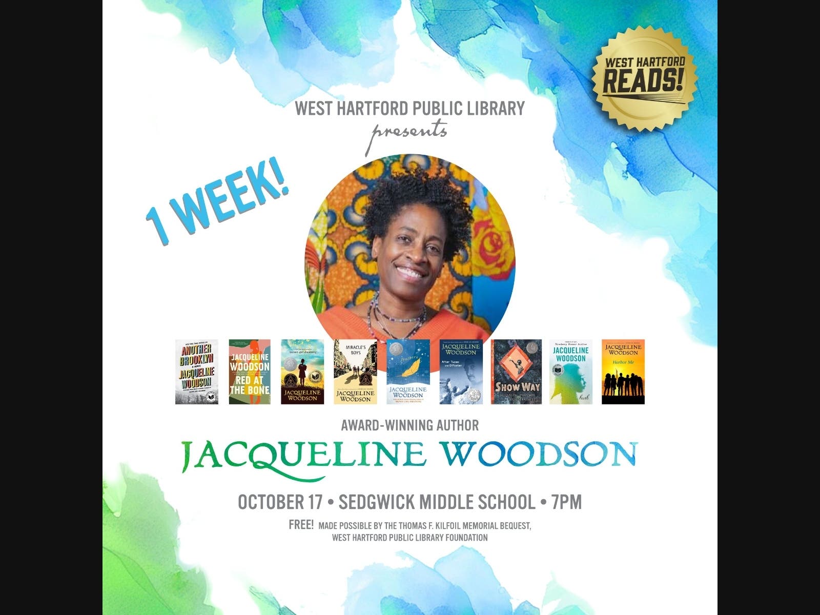 The 2024 'West Hartford Reads' event will take place next with, with free tickets going fast.