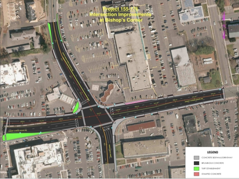 State officials Tuesday are hosting a special public information forum on a massive redesign of a prominent intersection in West Hartford's business district, 'Bishop's Corner.'