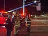 Firefighters from several area agencies form a processional Tuesday night to honor fallen Wethersfield Volunteer Fire Department firefighter Robert Sharkevich Sr., who was killed in the line of duty Tuesday while battling a massive brush fire in Berlin.
