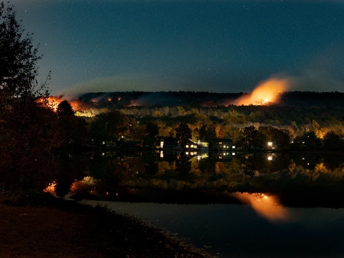 This recent night image of Lamentation Mountain in Berlin captures what has been the typical nighttime view in the area since the massive brush fire sparked last Monday.