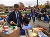West Hartford Town Hall Thursday will be the scene of much benevolent hubbub as elementary school pupils will march the fruits of their recent food drive labors to the town's food pantry.