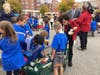 West Hartford Town Hall Thursday will be the scene of much benevolent hubbub as elementary school pupils will march the fruits of their recent food drive labors to the town's food pantry.