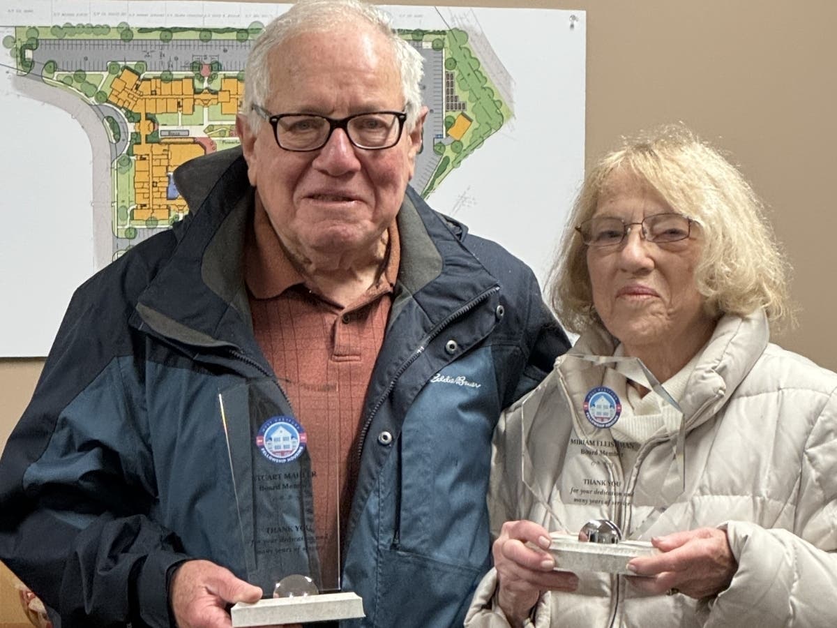 West Hartford Fellowship Housing (WHFH)​ recently celebrated the contributions of two long-serving board members,  Stuart Mahler, left, and Miriam Fleishman, right. 