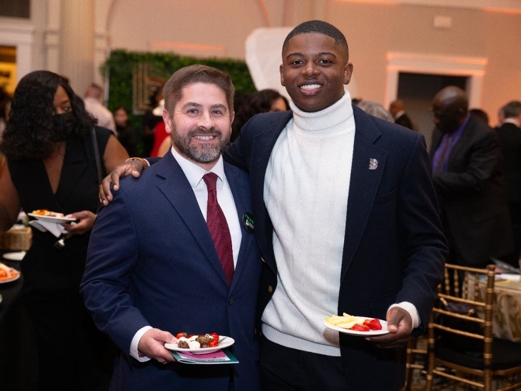  Big Brother Alex Beck and his mentee Mekhi at Hartford-based Big Brothers Big Sisters of Connecticut's annual gala event in Simsbury Feb. 22.
