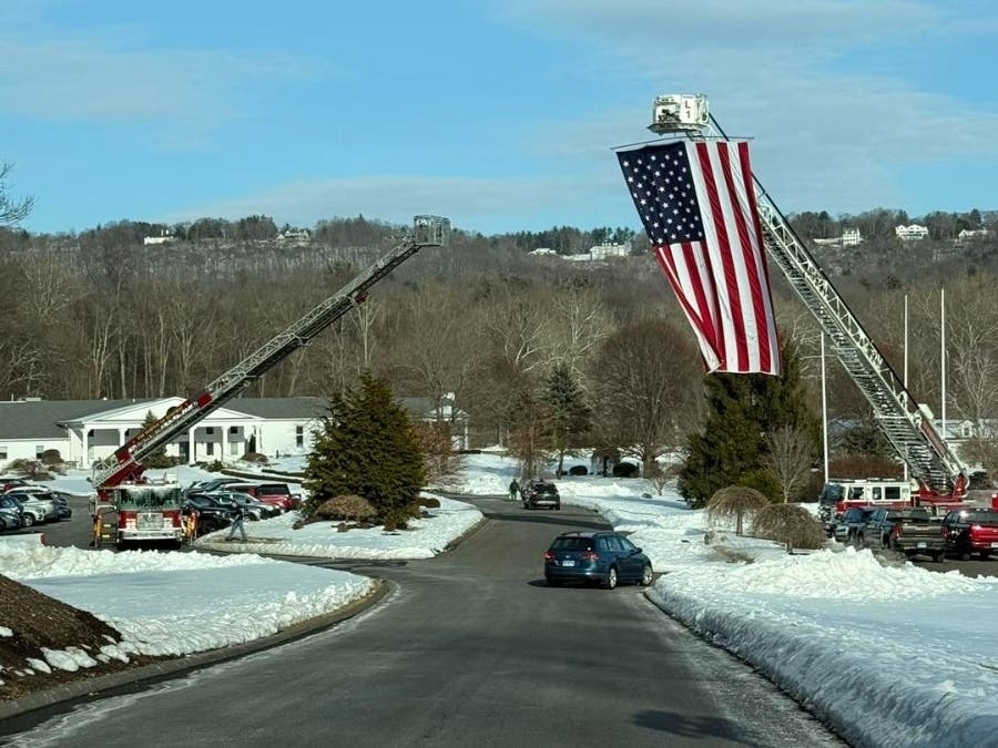 The firefighting communities came out in full force late last month to raise money via a pasta dinner to help Avon Volunteer Fire Department Deputy Chief Dave Theriault, who has cancer. Above, guests were greeted to a patriotic display at the event.