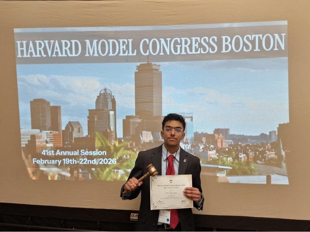 Avon High School sophomore Veera Gurusamy represented AHS at last month's Harvard Model Congress in Boston, Mass., earning a major committee honor during the mock congressional session.