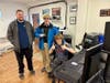 From left: Keith Bress (Simsbury Community Media production manager), Angelo DiCicco, and Jonathan Budlong as part of Simsbury High School's recent 'Make Us Count' program visit to Simsbury Community Media.
