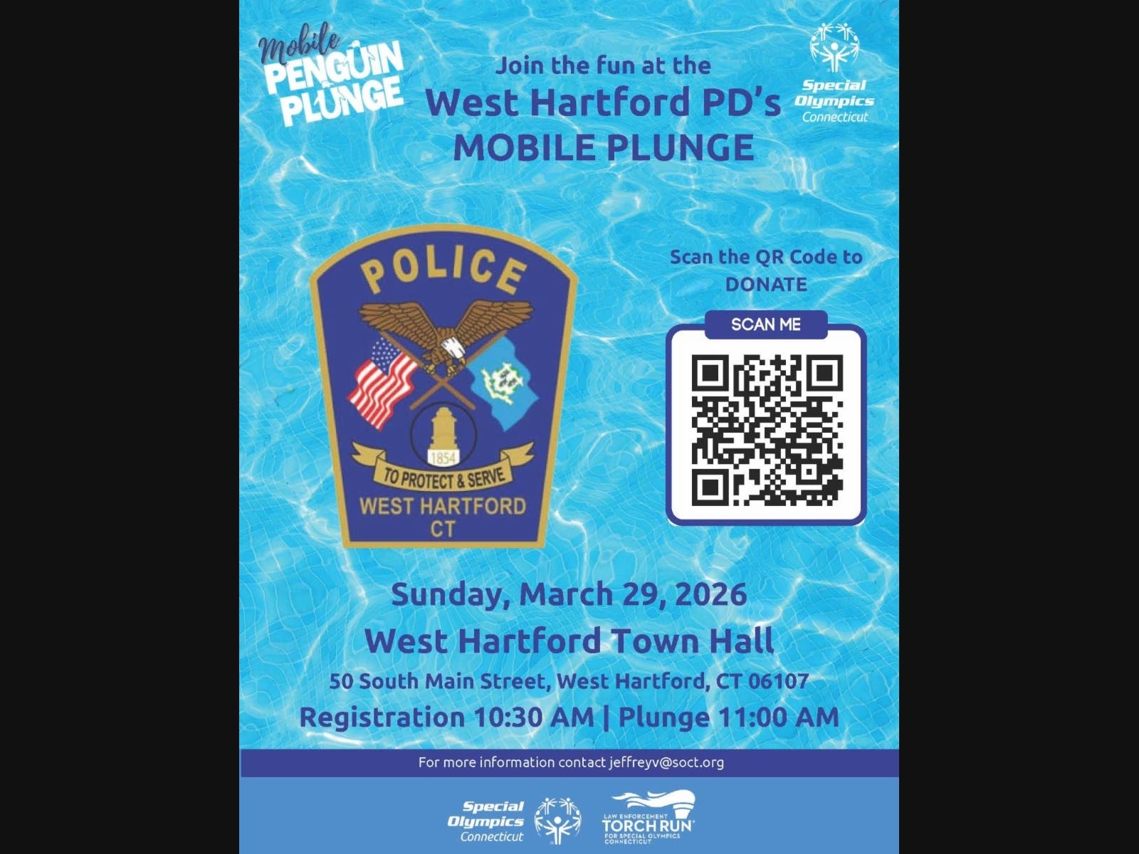 The WHPD will host its first Penguin Plunge fundraiser on Sunday, March 29, to benefit Special Olympics Connecticut.