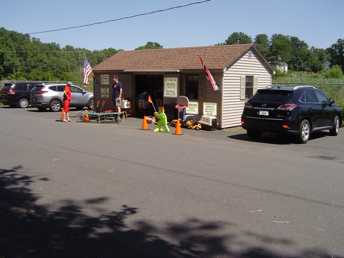 Located at the town's transfer station, the 'swap shop' offers free reusable items, promoting recycling.