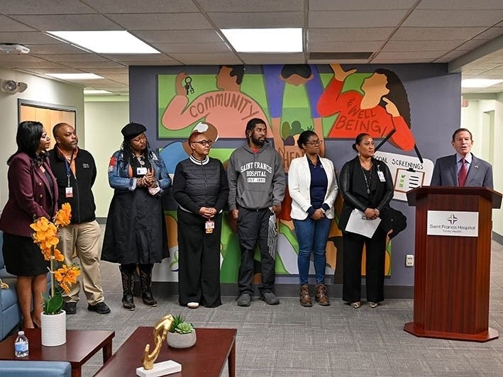 U.S. Sen. Richard Blumenthal, D-Conn., at a press conference this week at Saint Francis Hospital in Hartford, announced $1.4M in federal funds to help the hospital expand its trauma recovery and victim services.