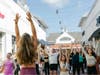 The SWEAT Outdoor Fitness Series will return to The Shops at Farmington Valley in Canton on Saturday, May 9. Above, scenes from the 2025 event.