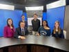 From Left: SHS teacher Michelle Henry, Attorney General William Tong, Commissioner Alan Tan, and SHS students Ben Cash, Dhriti Mallavarapu, and Vivian Amsterdam at Simsbury Community Media during a student-led oral history interview.
