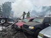 Firefighters from Southington and surrounding communities swarmed a massive inferno at a local junkyard/used auto parts dealer Saturday morning, with a gasoline storage depot on site going up in flames and burning much of the inventory.