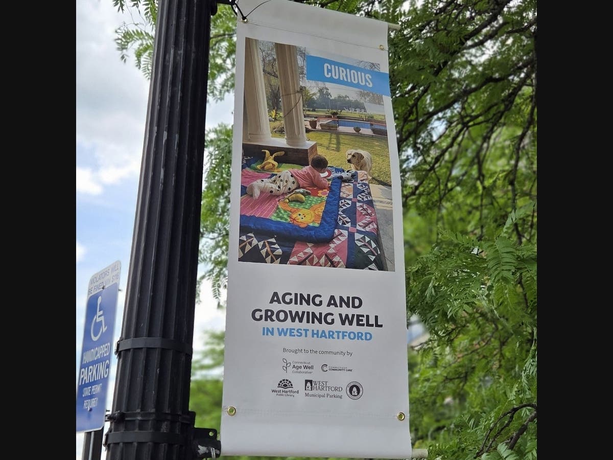 A new banner display along Main Street between Farmington Avenue and West Hartford Town Hall is encouraging folks to help the town better cater to the needs of senior citizens.