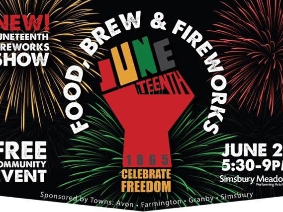 Four towns will gather in Simsbury this weekend for a free, multi-town Juneteenth event that will include food, fun, music, and fireworks.