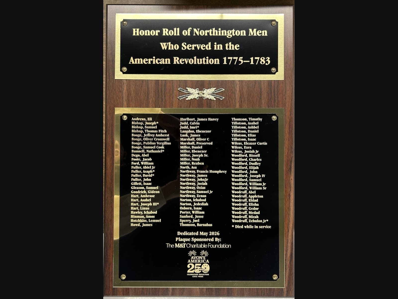 An Honor Roll plaque recognizing those 80 patriots was dedicated in May and will be permanently displayed in the library's History Room after the town's America 250 commemoration concludes.