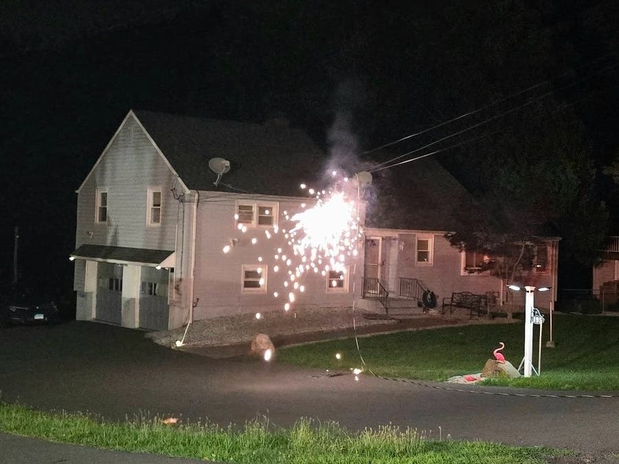 Berlin firefighters Tuesday evening thought they were going to a structure fire, but instead they were facing a downed live power line causing sparks on a local rooftop.