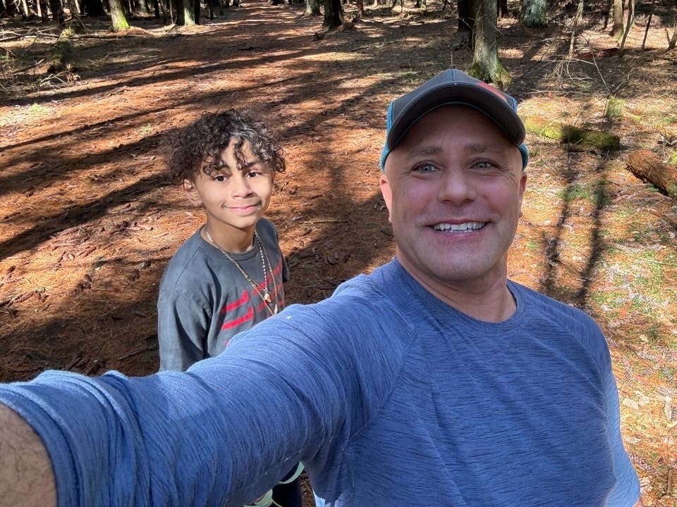 Big Brother Francesco Lascari and Little Brother Wilfredo enjoy hiking together through BBBSCT's Community-Based Mentoring Program.