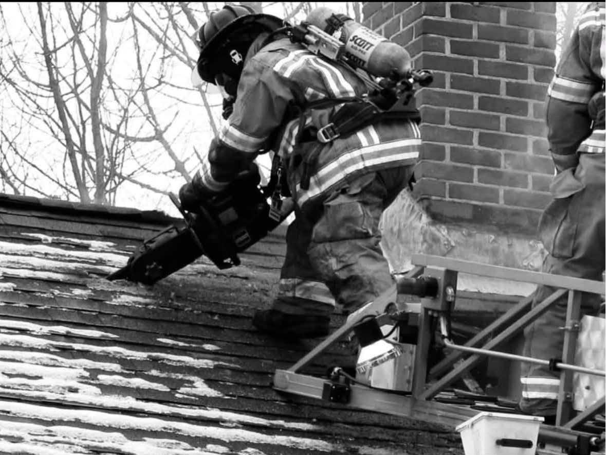 Canton Firefighter Nick Graziano recently demonstrated the roof firefighter position and the equipment and skills required for the job.