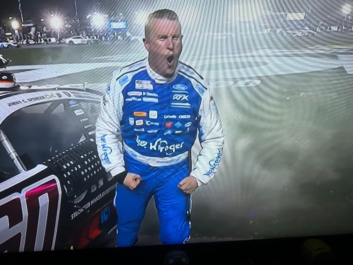 Berlin, CT-native Ryan Preece celebrates after exiting his race car Saturday night at Daytona International Speedway. Preece won his first NASCAR Cup points race by taking the Coke Zero Sugar 400.