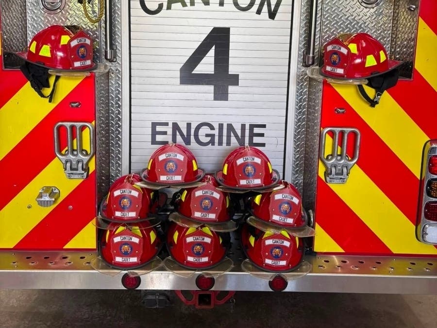 Canton's growing Fire Cadet Program has received 10 new fire helmets recently.
