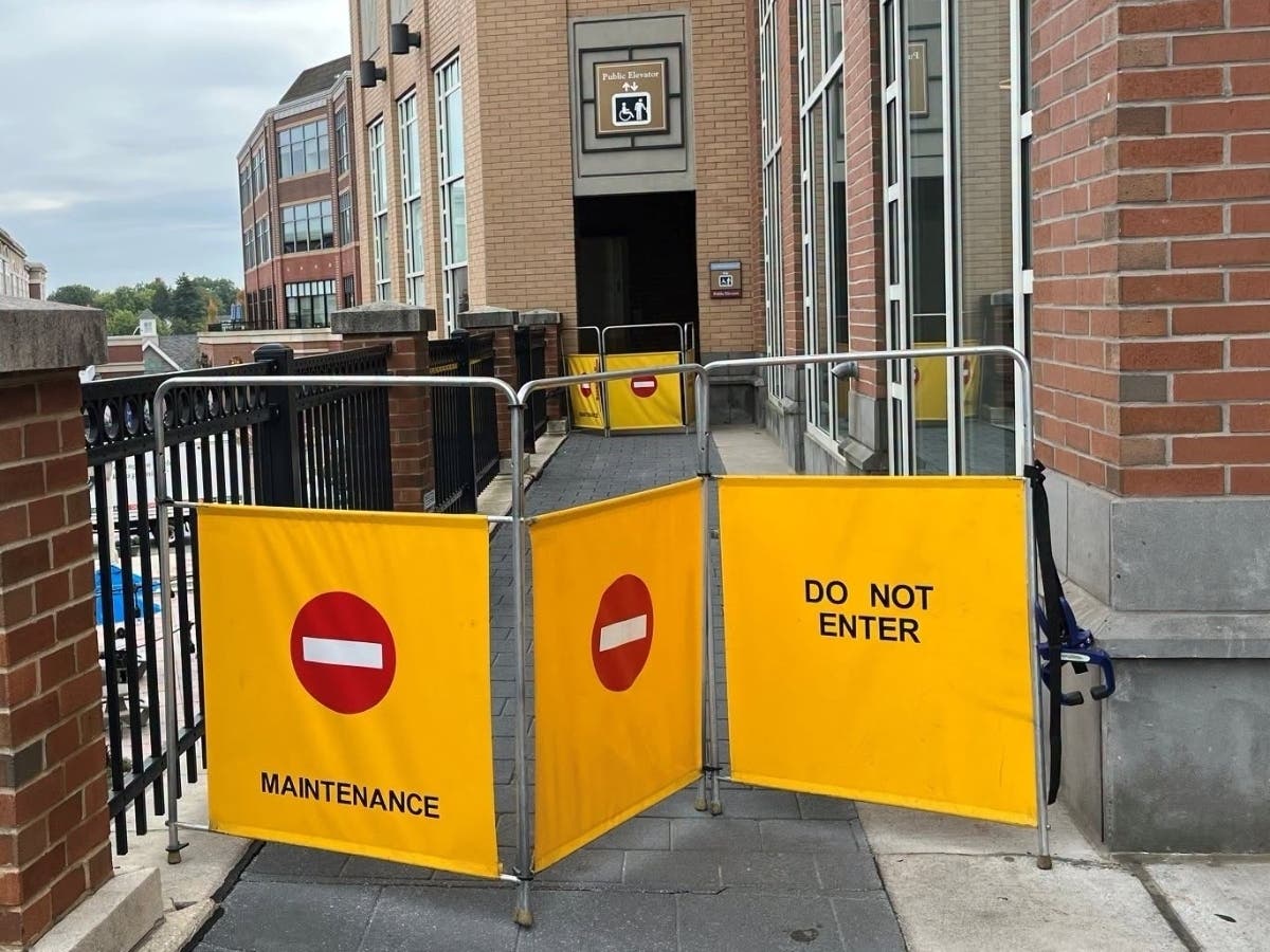 The Webster Walk elevator in Blue Back Square is temporarily closed as West Hartford begins a six-week modernization project