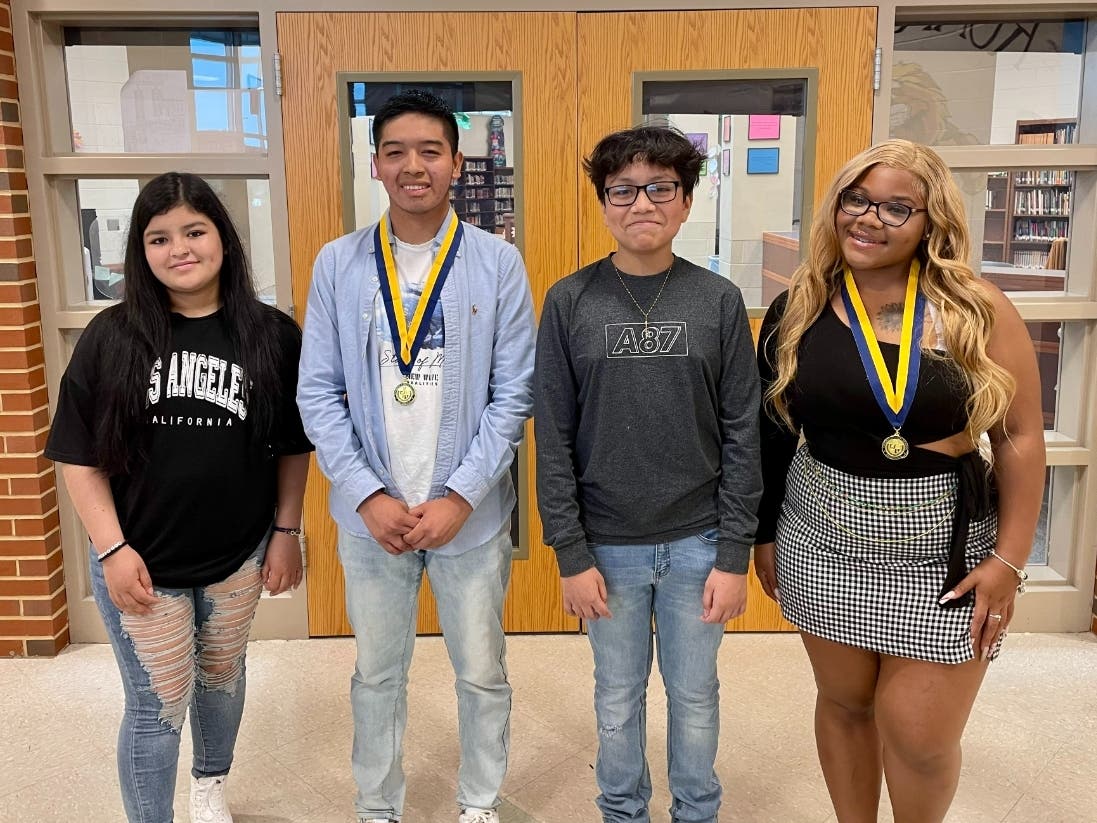 Mercy Ortega Garcia, Juan P. Martinez Zarate, Jovany Jimenez Guillen and Ka’mora Gill are winners of the first Tomazic Family Scholarship in the Freehold Borough School District.