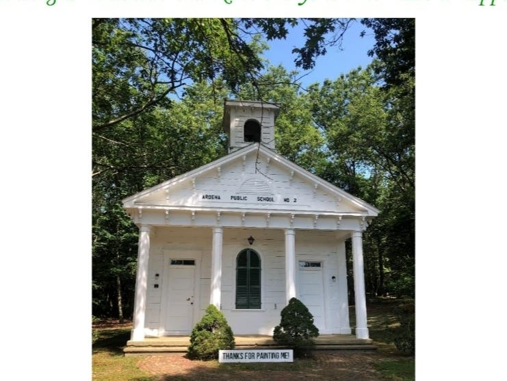 The historic Ardena Schoolhouse, after it was repainted.
