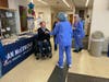 State Sen. Dan McConchie greets nurses at Advocate Good Shepherd Hospital in Barrington. 