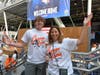 Julie Hermann and her son, Jack, before the start of the Chicago Bears home opener. 