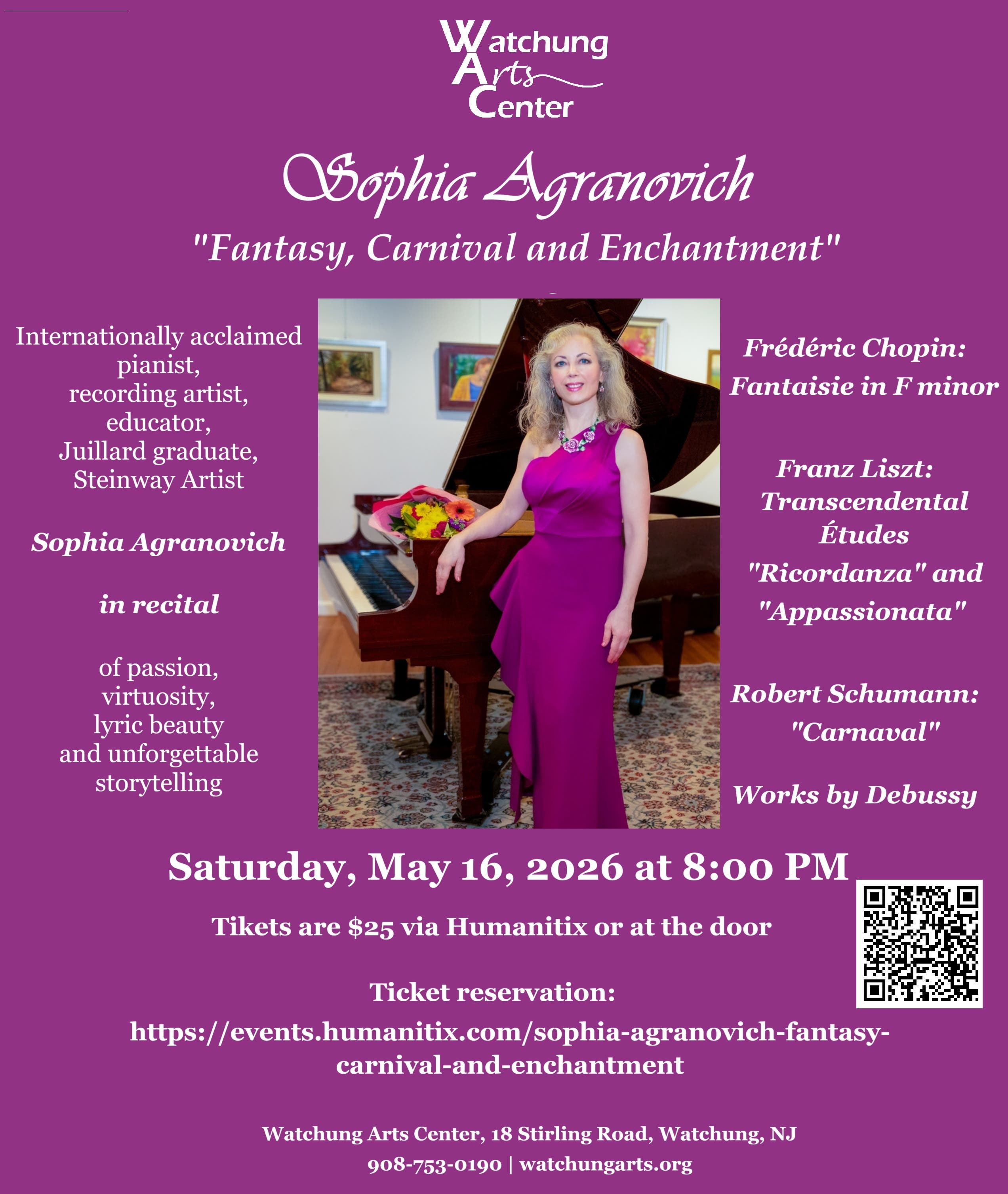 Concert “Fantasy, Carnival and Enchantment” by a celebrated pianist Sophia Agranovich