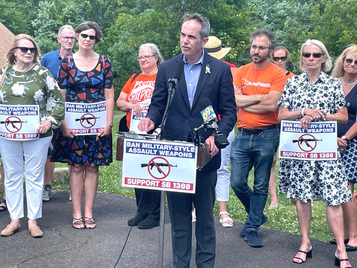 State Senator Steve Santarsiero announces plans to introduce legislation banning military-style assault weapons in Pennsylvania.