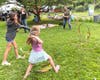 Playing Native American games.