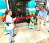 Chef Tiwera Burrows prepares to cut the ribbon on the new Lambertville Bakehouse.