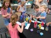 Making crafts at the crafts table.