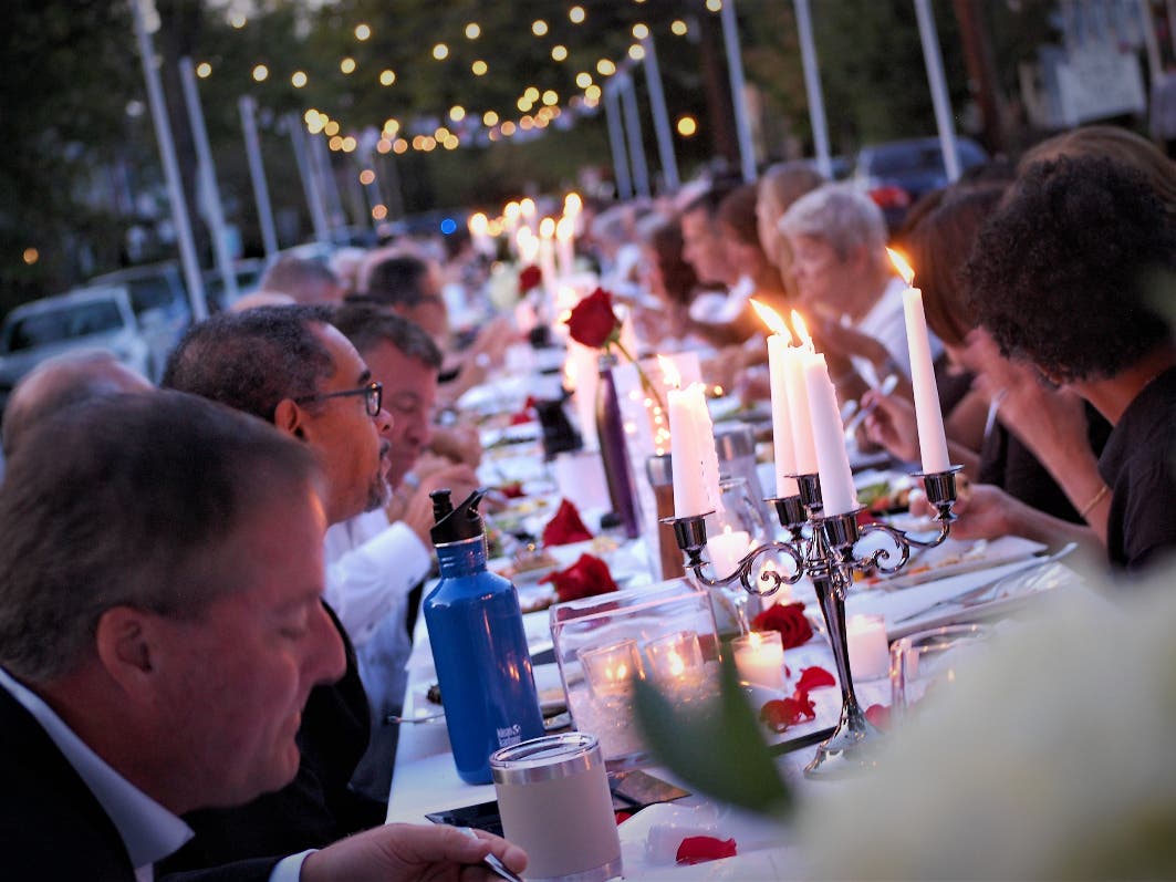 The Black and White Dinner has become a late summer tradition on North State Street in Newtown Borough.
