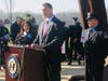 Donald Mihalek speaking during the 9/11 James Zadroga press conference. The event was held at the 9/11 Garden of Reflection in Lower Makefield.