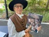 Nelson Camp from the Wrightstown Meeting greeted visitors at the entrance to the fair. He was portraying the famous Bucks County Quaker artist, Edward Hicks.