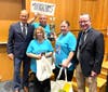 The Bookworms are congratulated by Mayor Larry Keller and New Hope-Solebury School Superintendent Dr. Charles Lentz.