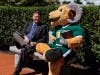 Benjamin E. Rusiloski, Ph.D. with DelVal's mascot.