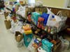 The food piled up at the Wrightstown Food Cupboard.