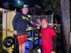 Taking their turn in the dunk tank to raise funds for breast cancer patients are Mayor John Burke and Ron Fesmire, the borough's longtime public works contractor.