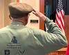 Rodney Wyatt salutes the flag during a celebration on Saturday for Salute 2 Service.