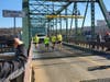 The West Point Marathon Team crosses the New Hope-Lambertville Free Bridge into Pennsylvania.