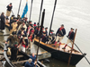 The troops preparing to cross the Delaware.