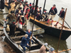 The troops assemble on the Durham Boats in preparation for the crossing.