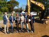 Breaking ground for Hope Hall are, from left, Congressman Brian Fitzpatrick, State Sen. Steve Santarsiero, Jennifer Burns, assistant Head of School;  Liz Tallett Wavie, board of trustees chair; Head of School Tom Wilschultz; and Dan Cohen, campaign chair.