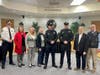 Chief Daniel Friel and members of the Warrington Township Board of Supervisors welcome the new officers to the township.