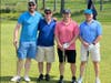 84 golfers enjoyed the beautiful weather at the Philmont Country Club golf course during the Shir Ami Golf Outing with Mahjong & Cards.  From left are Matt Hoffman, Rabbi Charles Briskin, Brandon Weiss and Adam Dienstman.